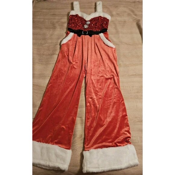 No Boundaries Size S 4-6 Womens Red Plush Christmas Holiday Romper Jumpsuit - Picture 1 of 7